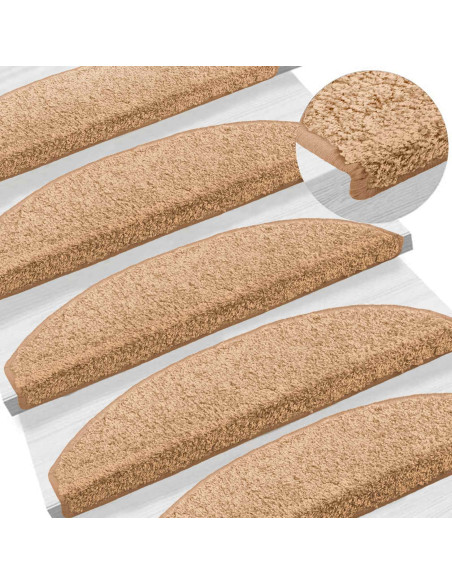 Tappetini per scale autoadesivi 15 pcs Beige 80 x 24,5 x 3,5 cm