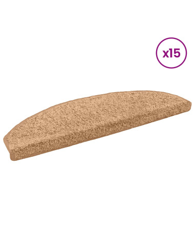 Tappetini per scale autoadesivi 15 pcs Beige 80 x 24,5 x 3,5 cm