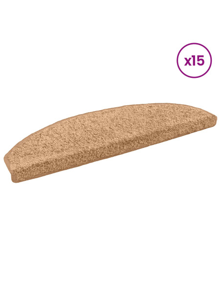 Tappetini per scale autoadesivi 15 pcs Beige 80 x 24,5 x 3,5 cm