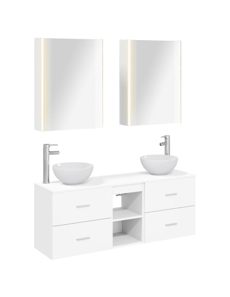 Set di Armadi da Bagno 5 pcs Bianco 53 x 15,5 x 70 cm