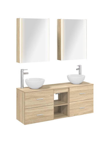 Set di Armadi da Bagno 5 pcs Rovere Sonoma 53 x 15,5 x 70 cm
