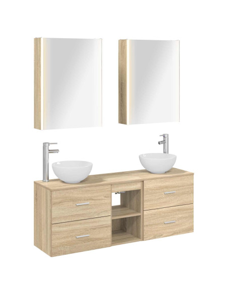 Set di Armadi da Bagno 5 pcs Rovere Sonoma 53 x 15,5 x 70 cm
