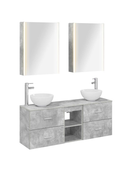 Set di Armadi da Bagno 5 pcs Grigio Cemento 53 x 15,5 x 70 cm