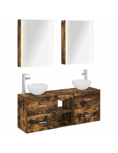 Set di Armadi da Bagno 5 pcs Rovere Fumo 53 x 15,5 x 70 cm