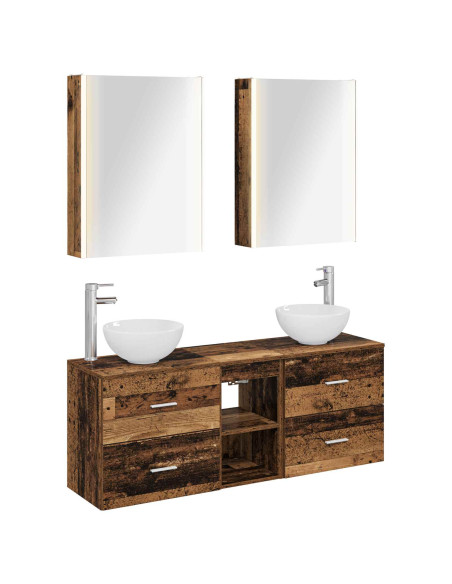 Set di Armadi da Bagno 5 pcs Legno antico 53 x 15,5 x 70 cm
