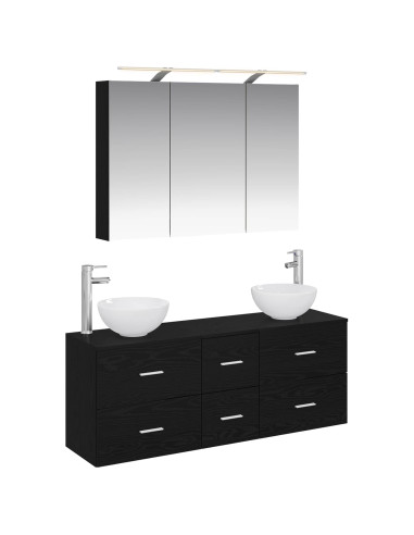 Set di mobili per il bagno 4 pcs Rovere Nero