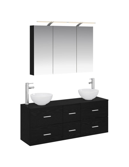 Set di mobili per il bagno 4 pcs Rovere Nero