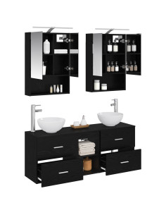 Set di Armadi da Bagno 5 pcs Rovere Nero 50 x 14,5 x 70 cm 2