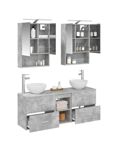 Set di Armadi da Bagno 5 pcs Grigio Cemento 50 x 14,5 x 70 cm