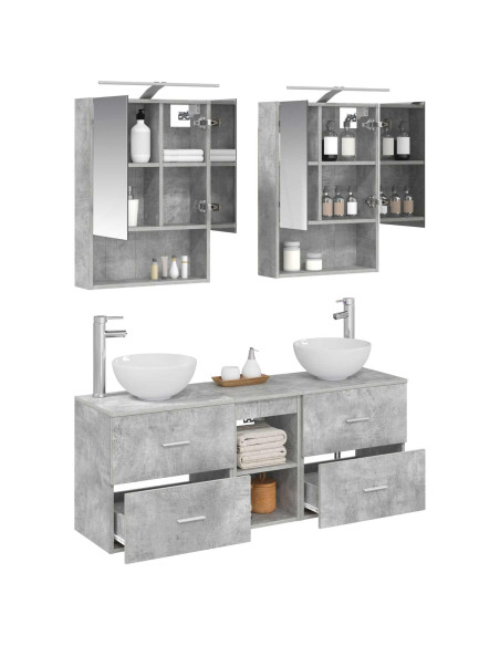 Set di Armadi da Bagno 5 pcs Grigio Cemento 50 x 14,5 x 70 cm
