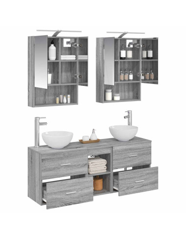 Set di Armadi da Bagno 5 pcs Sonoma grigio 50 x 14,5 x 70 cm