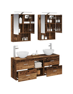 Set di Armadi da Bagno 5 pcs Legno antico 50 x 14,5 x 70 cm 2