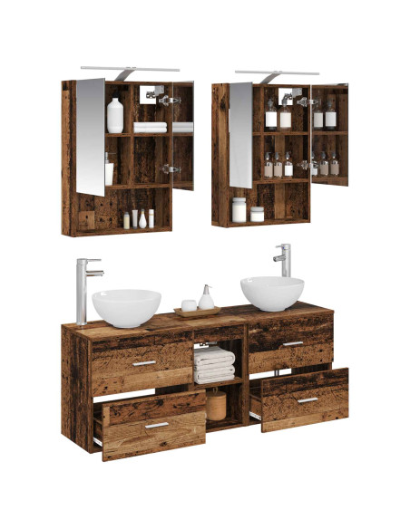 Set di Armadi da Bagno 5 pcs Legno antico 50 x 14,5 x 70 cm