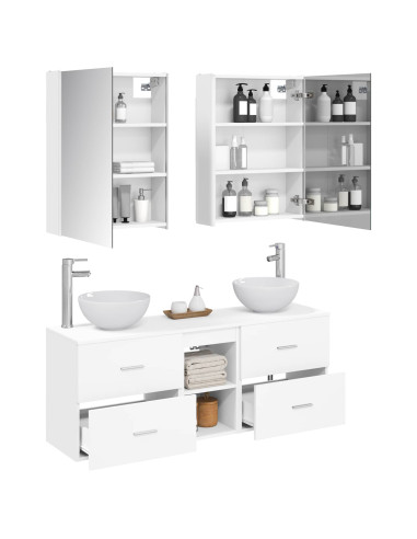 Set di Armadi da Bagno 5 pcs Bianco 53 x 15,5 x 70 cm