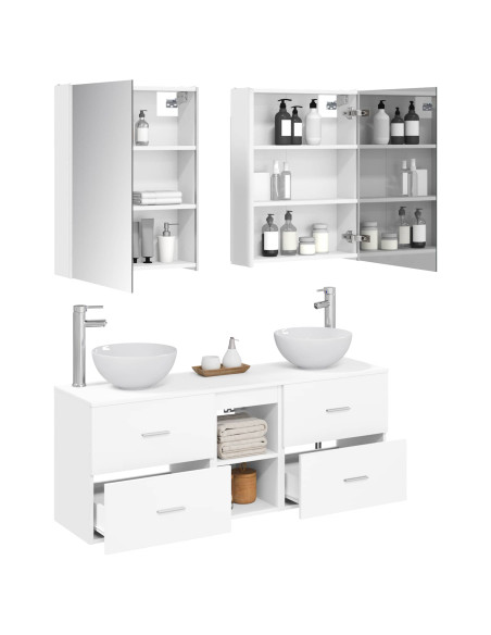 Set di Armadi da Bagno 5 pcs Bianco 53 x 15,5 x 70 cm