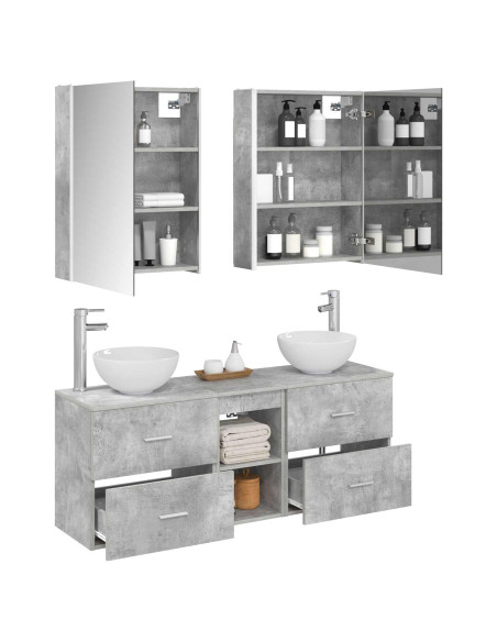 Set di Armadi da Bagno 5 pcs Grigio Cemento 53 x 15,5 x 70 cm