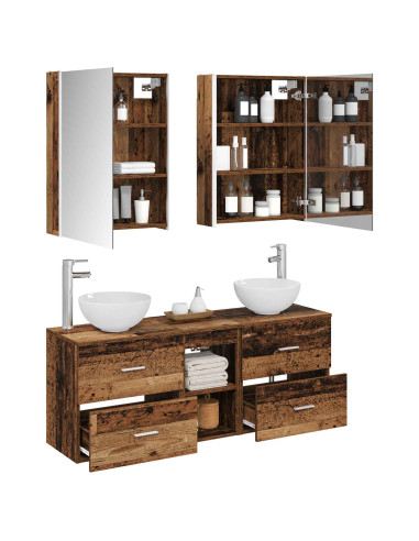 Set di Armadi da Bagno 5 pcs Legno antico 53 x 15,5 x 70 cm