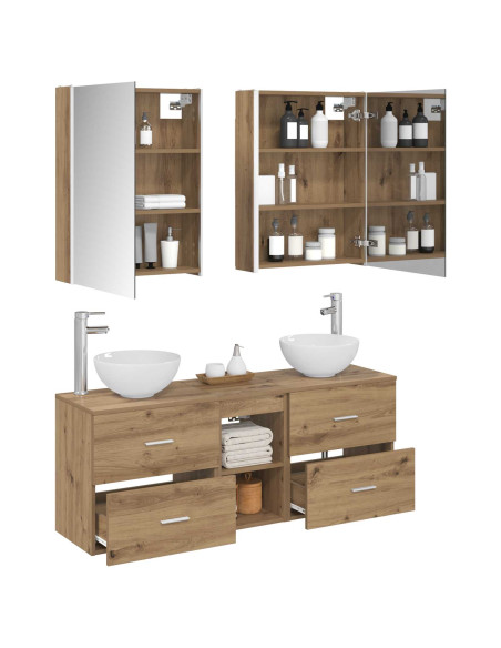 Set di Armadi da Bagno 5 pcs Rovere Artigianale