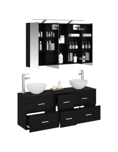 Set di mobili per il bagno 4 pcs Rovere Nero 2