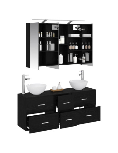Set di mobili per il bagno 4 pcs Rovere Nero