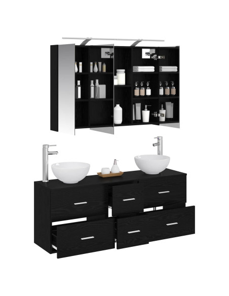 Set di mobili per il bagno 4 pcs Rovere Nero