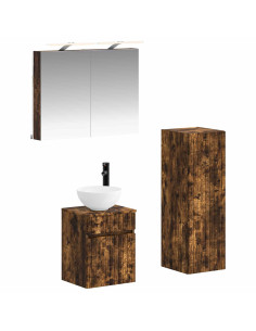 Set di mobili per il bagno 4 pcs Rovere Fumo