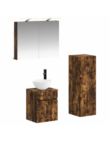 Set di mobili per il bagno 4 pcs Rovere Fumo