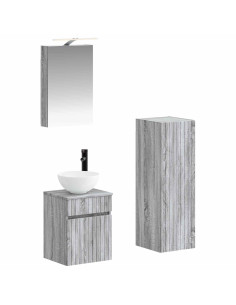Set di mobili per il bagno 4 pcs Sonoma grigio