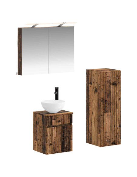Set di mobili per il bagno 4 pcs Legno antico