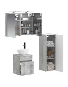 Set di mobili per il bagno 4 pcs Grigio Cemento 2