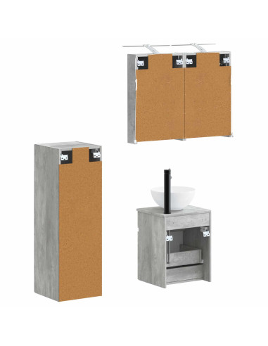 Set di mobili per il bagno 4 pcs Grigio Cemento