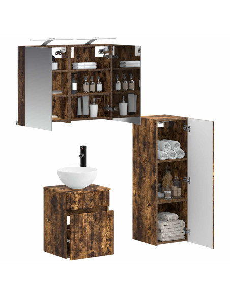 Set di mobili per il bagno 4 pcs Rovere Fumo
