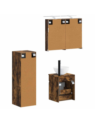 Set di mobili per il bagno 4 pcs Rovere Fumo