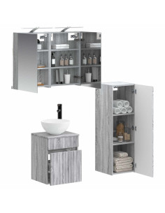 Set di mobili per il bagno 4 pcs Sonoma grigio 2