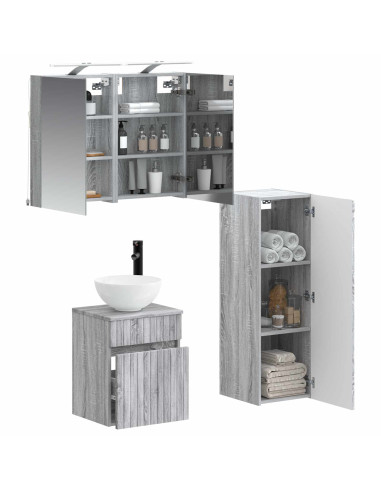 Set di mobili per il bagno 4 pcs Sonoma grigio