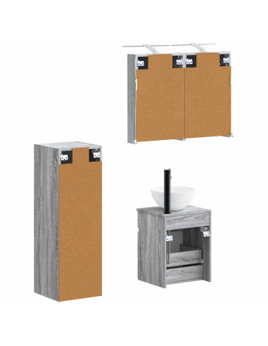 Set di mobili per il bagno 4 pcs Sonoma grigio