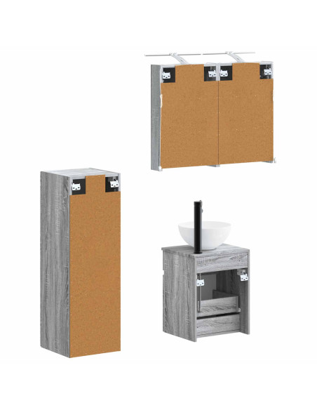 Set di mobili per il bagno 4 pcs Sonoma grigio