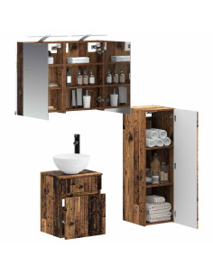 Set di mobili per il bagno 4 pcs Legno antico 2