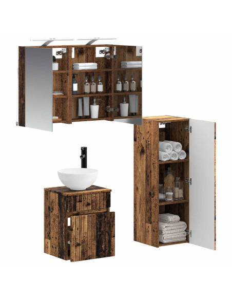 Set di mobili per il bagno 4 pcs Legno antico