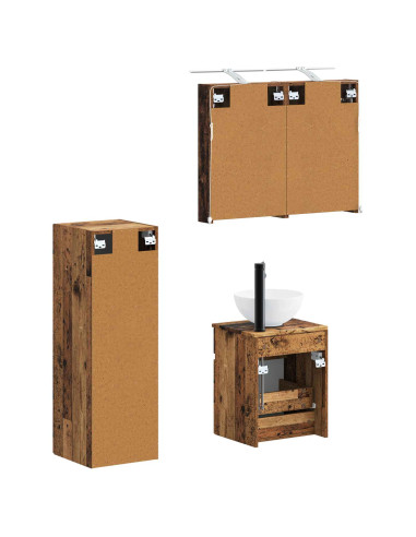Set di mobili per il bagno 4 pcs Legno antico