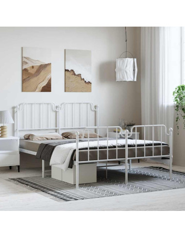 Giroletto con Testiera e Pediera Metallo Bianco 135x190 cm