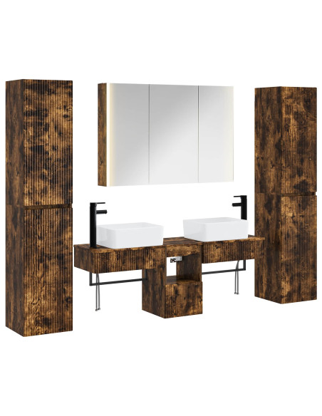 Set di mobili per il bagno 6 pcs Rovere Fumo
