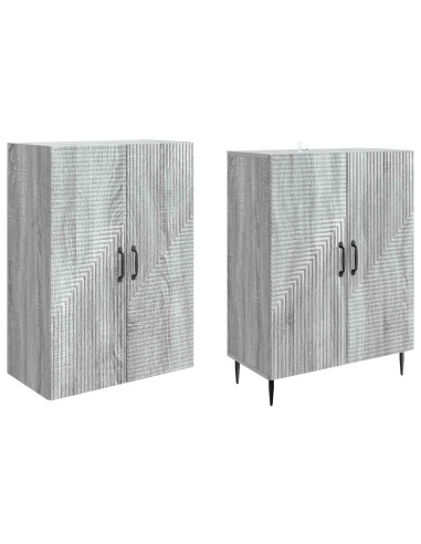 Set di armadi 2 pcs Sonoma grigio 66 x 34,5 x 89,5 cm