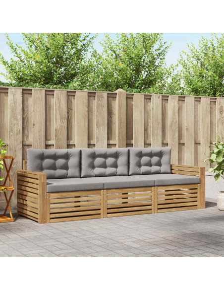 Set di divani da esterno 3 pcs Bianco e Grigio Chiaro