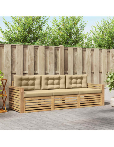 Set di divani da esterno 3 pcs Bianco e Beige