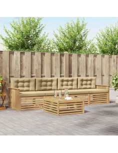 Set di divani da esterno 5 pcs Bianco e Beige