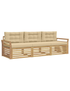 Set di divani da esterno 3 pcs Bianco e Beige 2