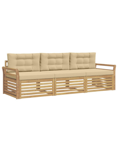 Set di divani da esterno 3 pcs Bianco e Beige