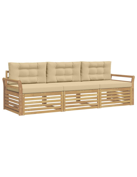 Set di divani da esterno 3 pcs Bianco e Beige
