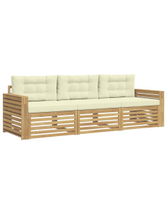 Set di divani da esterno 3 pcs Bianco e Crema 2